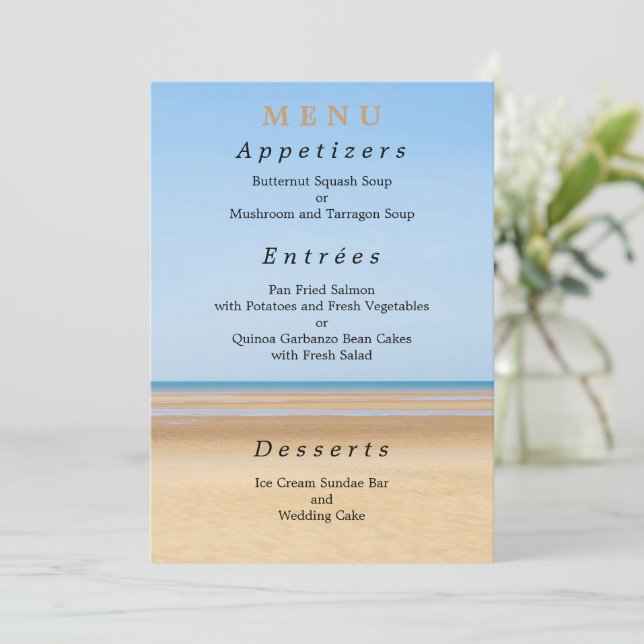 Beach Wedding Menu Card (Standing Front)