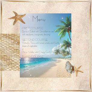 Beach Wedding Menu Paper Sheet