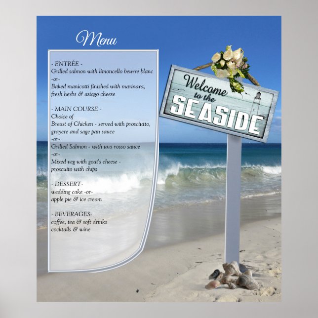 Beach Wedding Menu Poster (Front)