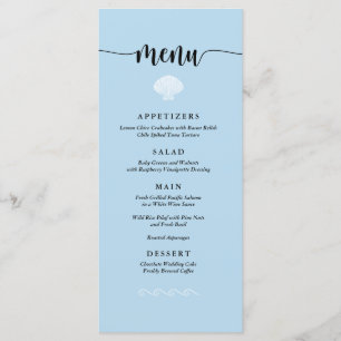 Beach Wedding Menu Seashell Seaside Beach Blue