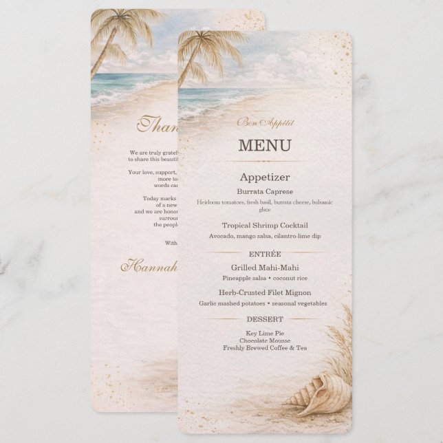 Beach Wedding Menu Template (Front/Back)