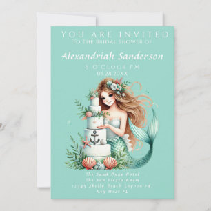 Beach Wedding Mermaid Bridal Shower Invitation