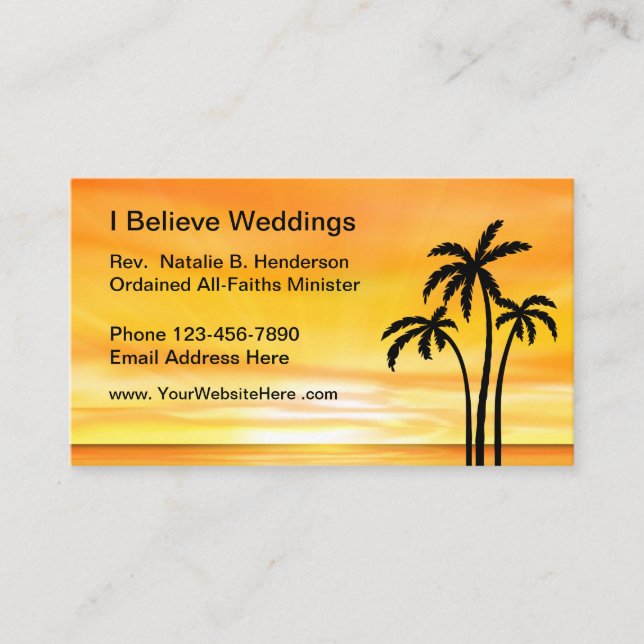 Beach Wedding Minister Business Card (Front)