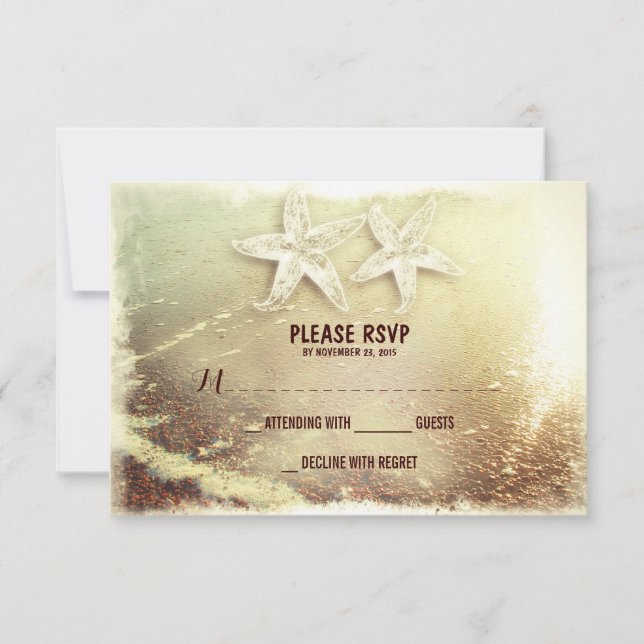 Beach wedding modern romantic wedding RSVP cards (Front)