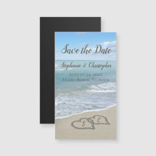 Beach Wedding Monogram Hearts in the Sand