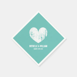 Beach wedding napkins   rustic turquoise and white