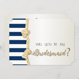 Beach Wedding,Navy Rope,Stripes Bridesmaid Card