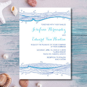 Beach Wedding Ocean Waves Invitations