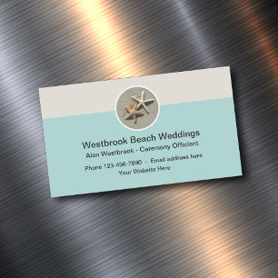 Beach Wedding Officiant Magnetic Business Card