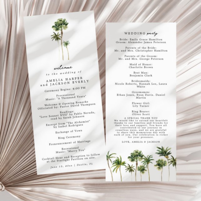 Beach Wedding Order of Events Wedding Program (Creator Uploaded)