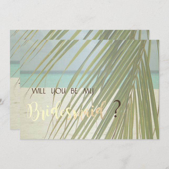 Beach Wedding Palm Leaves  Bridesmaid Card (Front/Back)