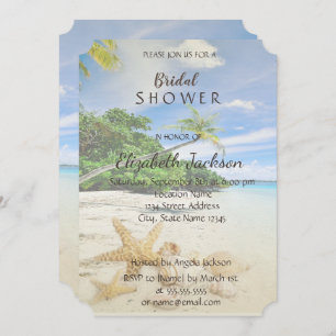 Beach Wedding,Palm,Seastar   Bridal Shower Invitation