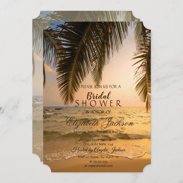 Beach Wedding,Palm Sunset Bridal Shower Invitation (Front/Back)