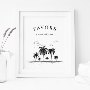 Beach Wedding Palm Tree Favours Sign