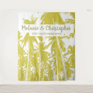 Beach Wedding Palm Trees Design Gold Effect Tapestry