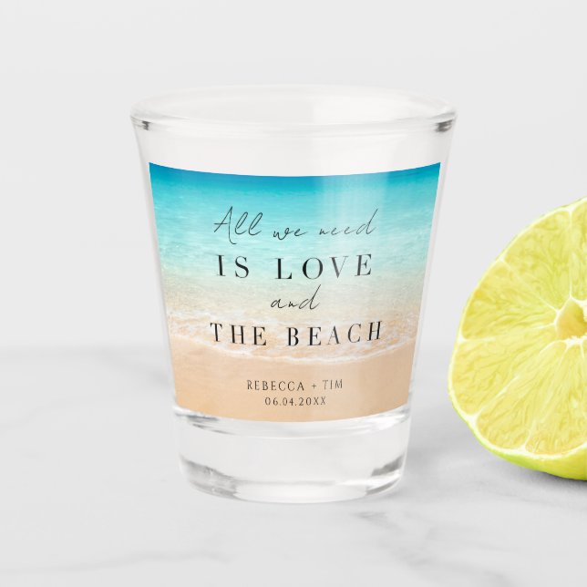 Beach Wedding Party Favour Shot Glass (Front)