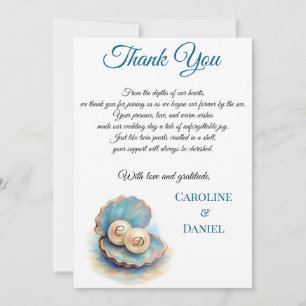 Beach Wedding Pearls Shell Elegant Ocean Theme Thank You Card