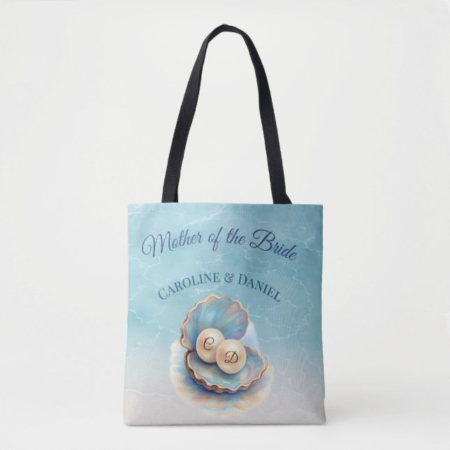 Beach Wedding Pearls Shell Elegant Ocean Theme  Tote Bag (Front)