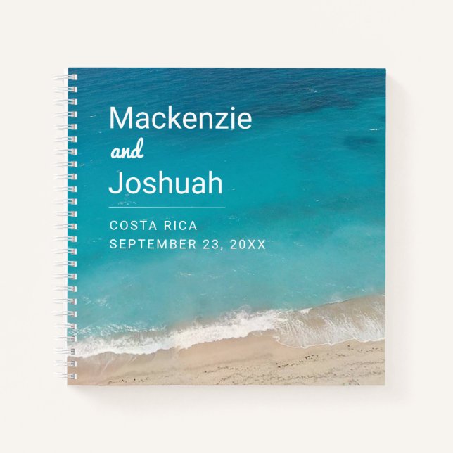 Beach Wedding Personalised Sandy Waves Guest Book (Front)