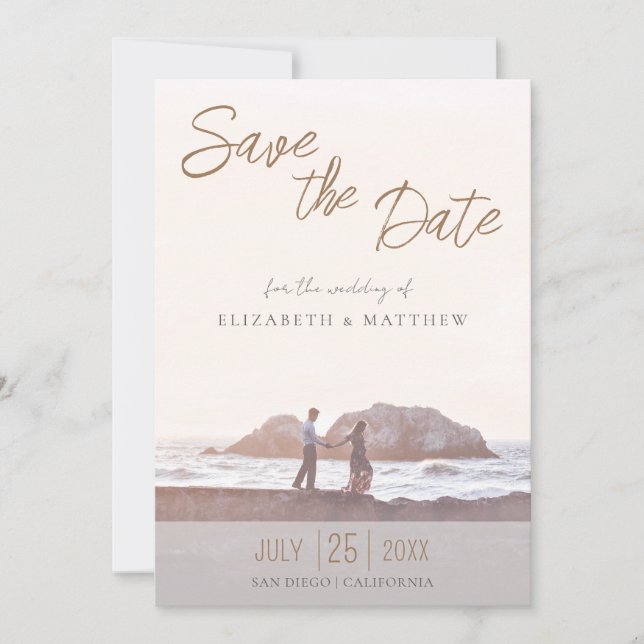 Beach Wedding Photo Save the Date Invitation (Front)