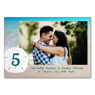 Beach Wedding Photo Story Table Number Cards