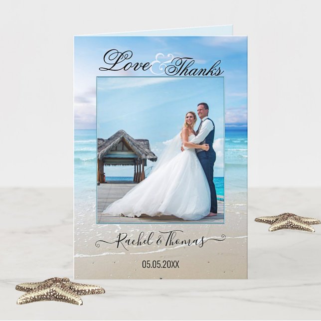 Beach Wedding Photo Thank You Card (Creator Uploaded)