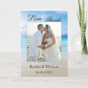 Beach Wedding Photo Thank You Card