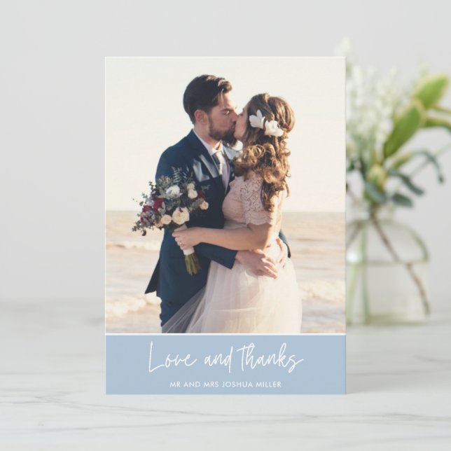 Beach Wedding Photo Thank You Cards (Standing Front)