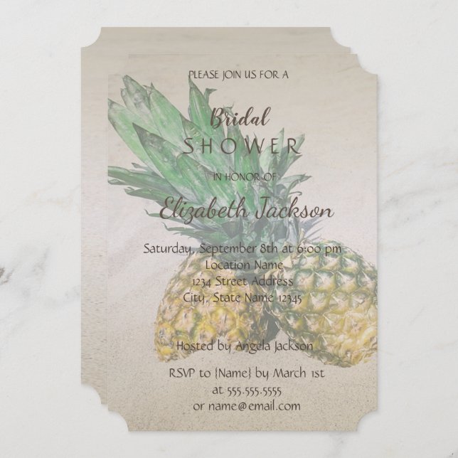 Beach Wedding Pineapple  Bridal Shower Invitation (Front/Back)