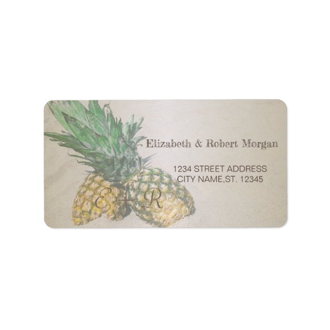 Beach Wedding  Pineapple Wedding Label (Front)