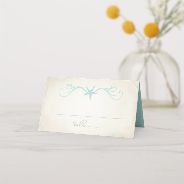 Beach Wedding Place Card, Escort Card, Starfish Card (Front)