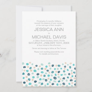Beach Wedding Polka Dots Watercolor Modern Invitat Invitation