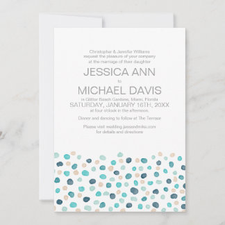 Beach Wedding Polka Dots Watercolor Modern Invitat Invitation