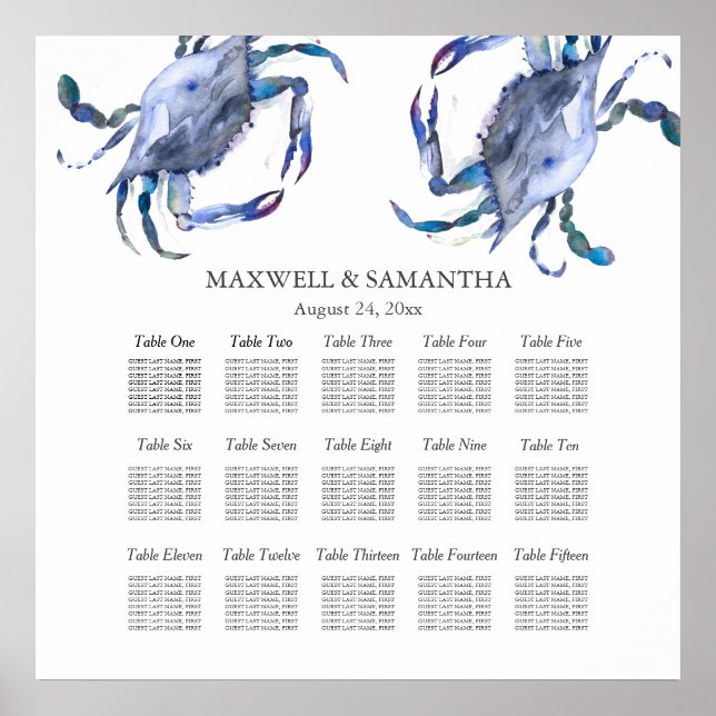 Beach Wedding Printable Seating Chart (Front)