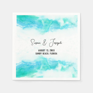 Beach Wedding Program Blue Waves Napkin