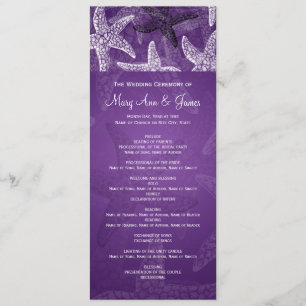 Beach Wedding Program Starfish Purple Programme