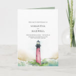 Beach Wedding Program Templates Lighthouse<br><div class="desc">Set the tone for your dream beach wedding with our exquisite program templates, adorned with a serene watercolor lighthouse and gentle ocean waves. Customise these templates effortlessly with your own text, making them a perfect match for tropical, destination, or beach-themed nuptials. For a wider selection of wedding processional order templates...</div>