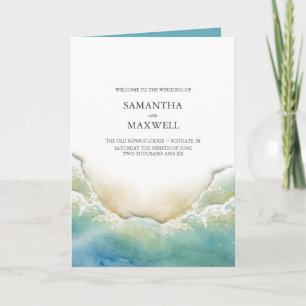 Beach Wedding Program Templates Watercolor Ocean