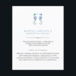 Beach Wedding Program Watercolor Seahorses<br><div class="desc">This beach wedding program features watercolor seahorses in shades of dusty blue. The bride and grooms names and wedding program timeline are set classic sans typography. The wedding processional order reverses to a solid blue. This double sided design is a modern choice for seaside and nautical weddings. Art and design...</div>
