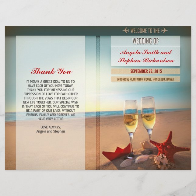 beach wedding programs (Front)