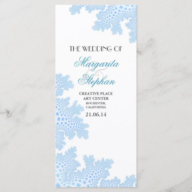 beach wedding programs with sea coral programme (Front)