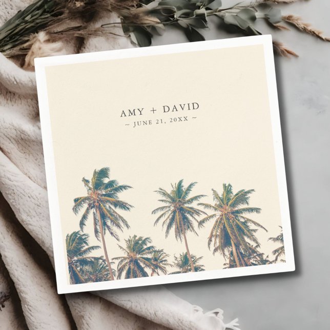 Beach Wedding Reception Palm Tree Personalised Napkin (Beach Wedding Reception Palm Tree Personalized Napkins)