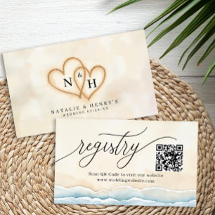 Beach Wedding Registry Card with QR Code and Sand