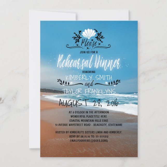 Beach Wedding Rehearsal Dinner Invitation (Front)
