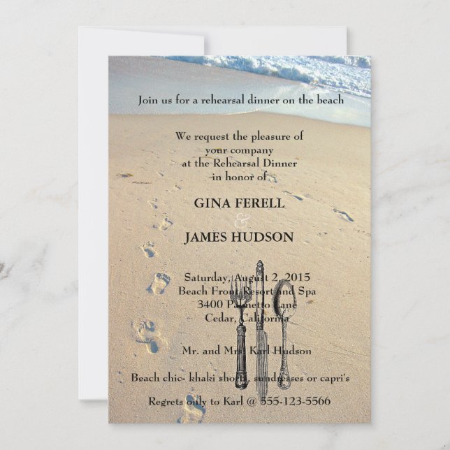 Beach Wedding Rehearsal Dinner Invitation (Front)