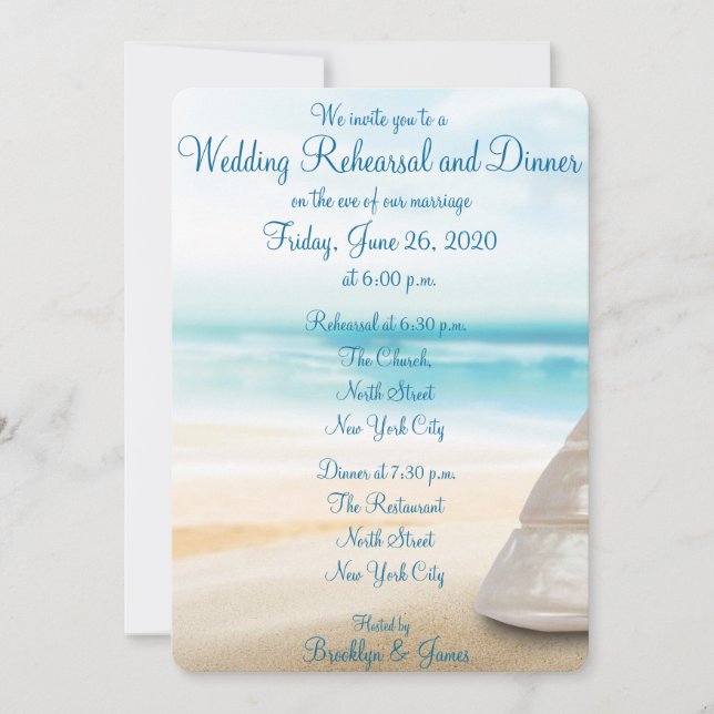 Beach Wedding Rehearsal Dinner Invitations (Front)