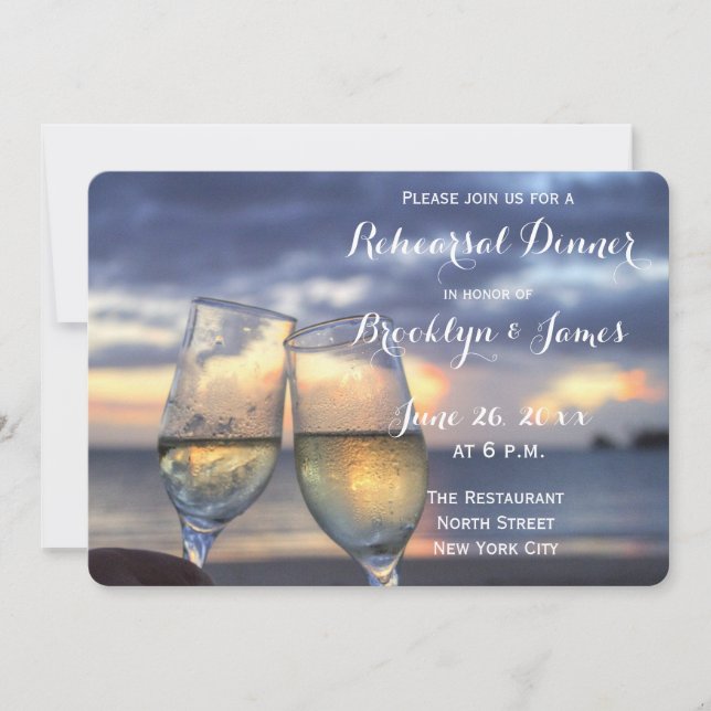 Beach Wedding Rehearsal Rounded Invitation (Front)