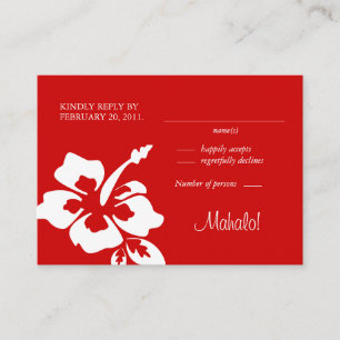 Beach Wedding Response Cards Hibiscus Red