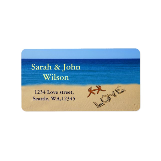 beach wedding,return address label (Front)
