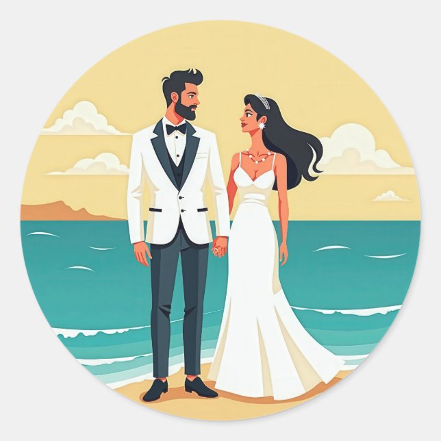 Beach Wedding Romance Sticker (Front)